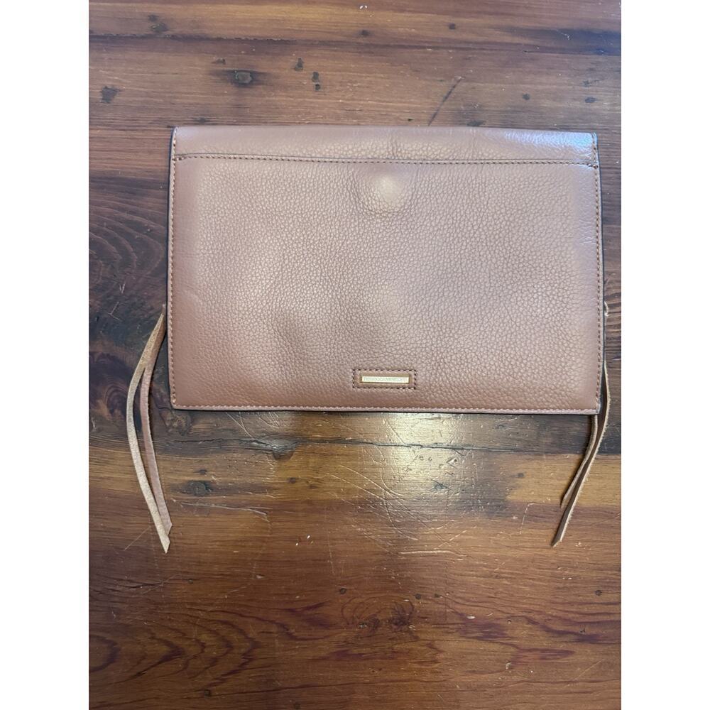 Rebecca Minkoff Womens Light Brown Envelope Flap Clutch Bag Tassels 7x11 in